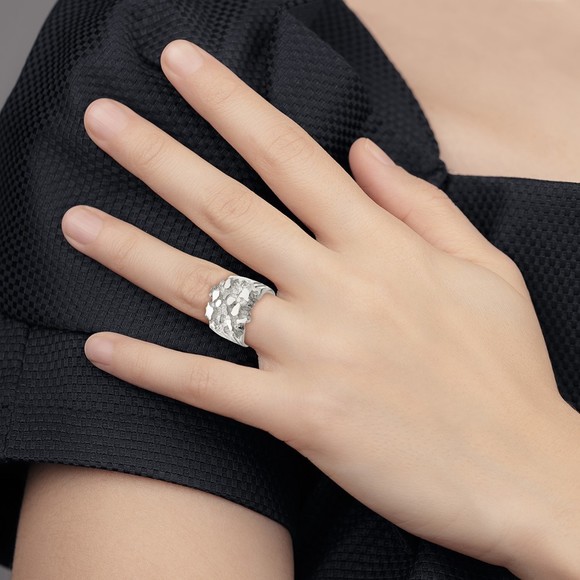 925 Sterling Silver Authentic Fine Jewelry Men\'s Nugget Ring